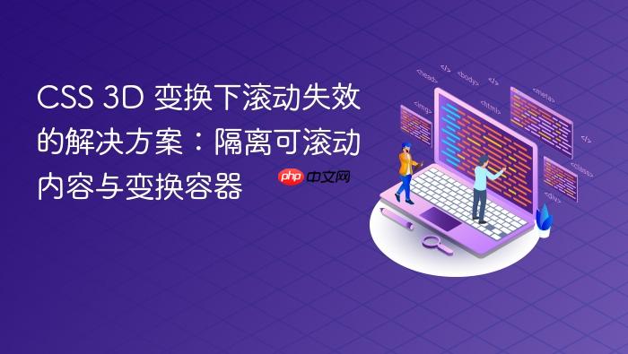 CSS 3D 变换下滚动失效的解决方案:隔离可滚动内容与变换容器