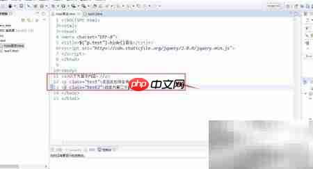 jQuery语法:隐藏p.test元素