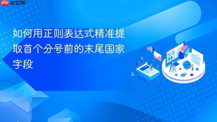 如何用正则表达式精准提取首个分号前的末尾国家字段

