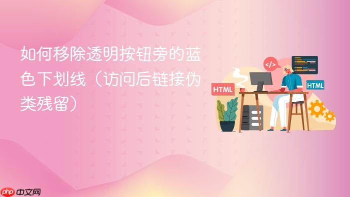 如何移除透明按钮旁的蓝色下划线(访问后链接伪类残留)