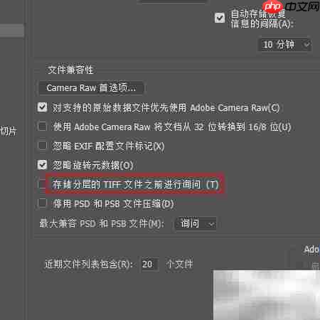 关闭TIFF存储分层提示