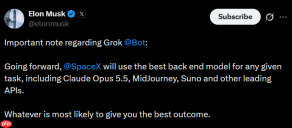 马斯克：Grok Bot不再只认自研模型，按任务择优调用Claude、Midjourney和Suno