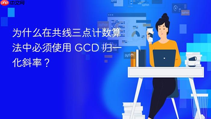 为什么在共线三点计数算法中必须使用 GCD 归一化斜率?