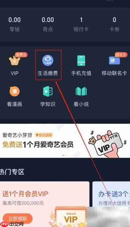 爱奇艺缴水费指南