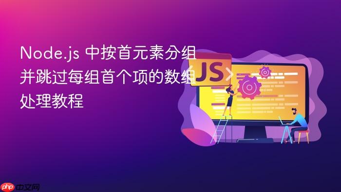 Node.js 中按首元素分组并跳过每组首个项的数组处理教程