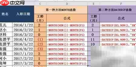 Excel日期间隔函数DATEDIF应用