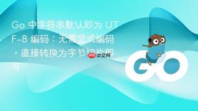 Go 中字符串默认即为 UTF-8 编码:无需显式编码,直接转换为字节切片即可