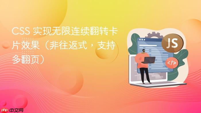 CSS 实现无限连续翻转卡片效果（非往返式，支持多翻页）
