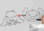 史迪奇与安琪简笔画教程