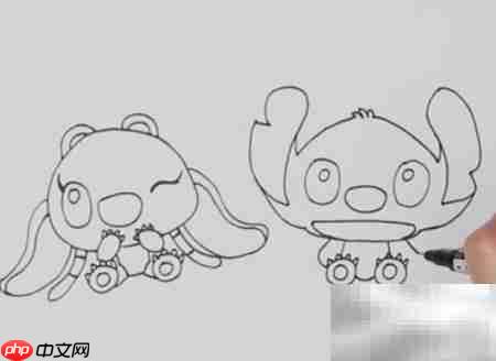 史迪奇与安琪简笔画教程