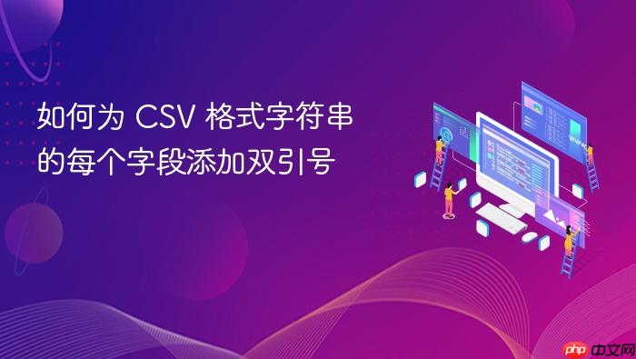 如何为 CSV 格式字符串的每个字段添加双引号