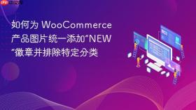 如何为 WooCommerce 产品图片统一添加“NEW”徽章并排除特定分类