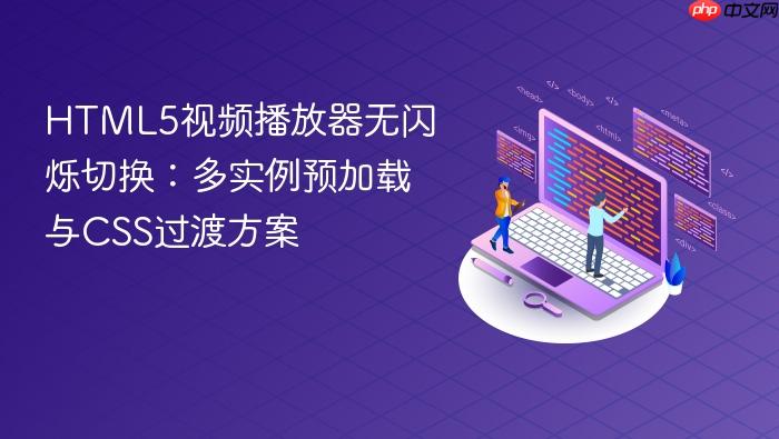 HTML5视频播放器无闪烁切换:多实例预加载与CSS过渡方案