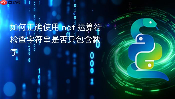 如何正确使用 not 运算符检查字符串是否只包含数字