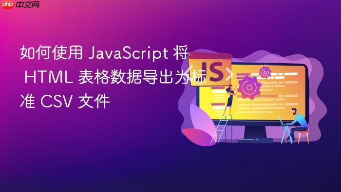 如何使用 JavaScript 将 HTML 表格数据导出为标准 CSV 文件