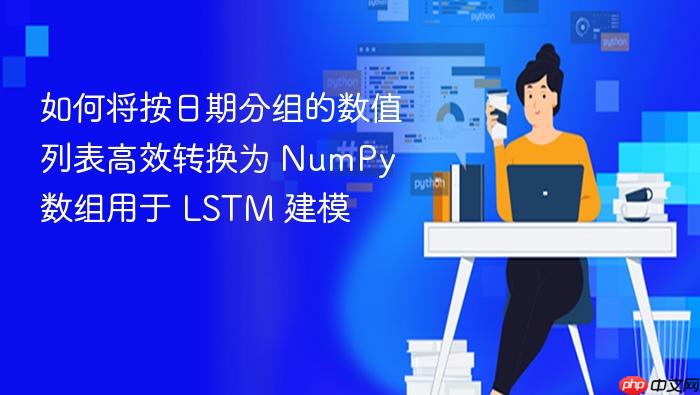 如何将按日期分组的数值列表高效转换为 NumPy 数组用于 LSTM 建模