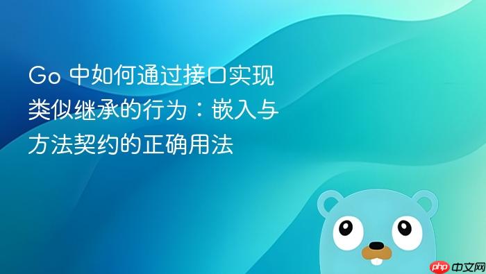 Go 中如何通过接口实现类似继承的行为:嵌入与方法契约的正确用法