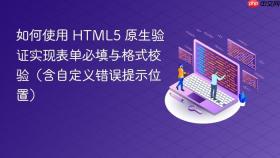 如何使用 HTML5 原生验证实现表单必填与格式校验(含自定义错误提示位置)
