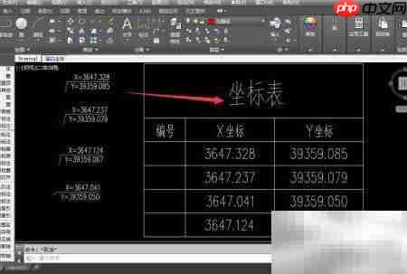 建筑图纸坐标表生成方法