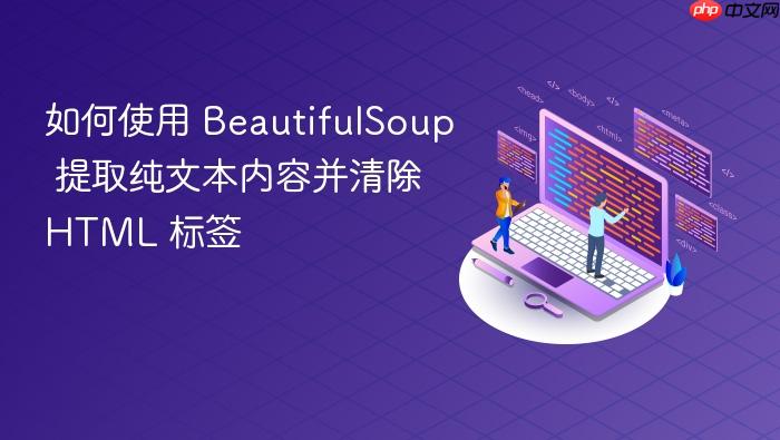 如何使用 BeautifulSoup 提取纯文本内容并清除 HTML 标签