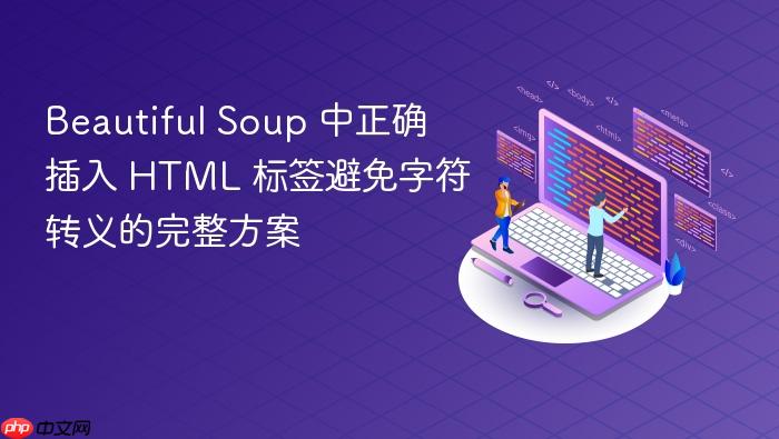 Beautiful Soup 中正确插入 HTML 标签避免字符转义的完整方案