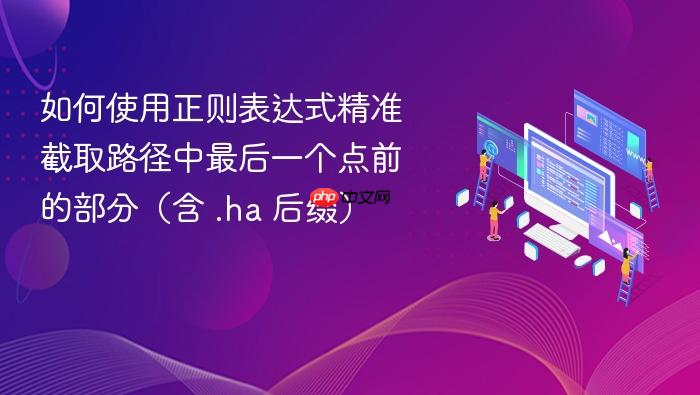 如何使用正则表达式精准截取路径中最后一个点前的部分（含 .ha 后缀）
