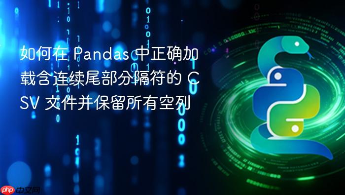 如何在 Pandas 中正确加载含连续尾部分隔符的 CSV 文件并保留所有空列