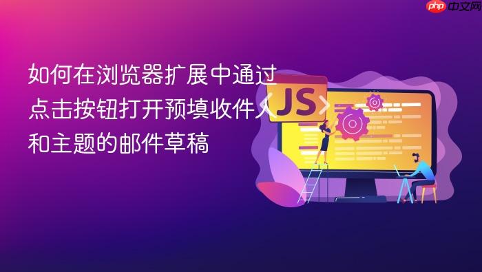 如何在浏览器扩展中通过点击按钮打开预填收件人和主题的邮件草稿