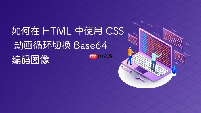 如何在 HTML 中使用 CSS 动画循环切换 Base64 编码图像