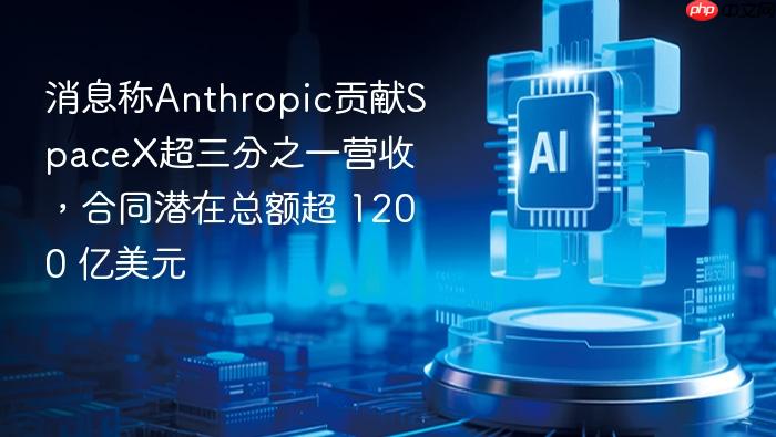 消息称anthropic贡献spacex超三分之一营收,合同潜在总额超 1200 亿美元