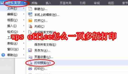 wps office怎么一页多版打印