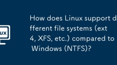 How does Linux support different file systems (ext4, XFS, etc.) compared to Windows (NTFS)?