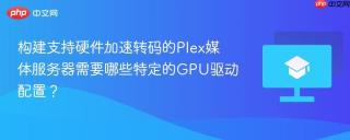 构建支持硬件加速转码的Plex媒体服务器需要哪些特定的GPU驱动配置？