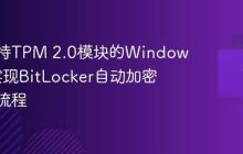 构建支持TPM 2.0模块的Windows系统实现BitLocker自动加密的配置流程