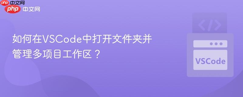 如何在vscode中打开文件夹并管理多项目工作区？
