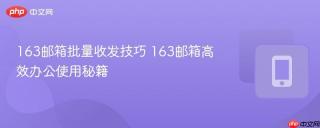 163邮箱批量收发技巧 163邮箱高效办公使用秘籍