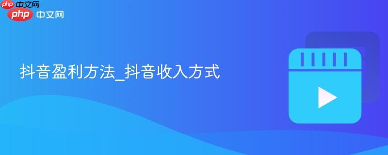 抖音盈利方法_抖音收入方式