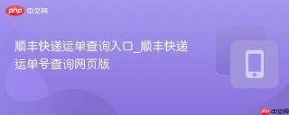 顺丰快递运单查询入口_顺丰快递运单号查询网页版