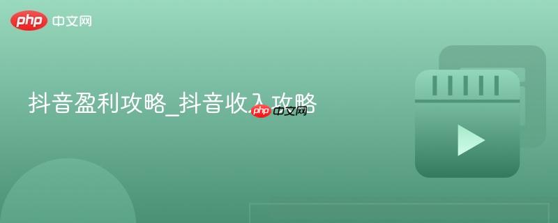 抖音盈利攻略_抖音收入攻略