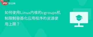 如何使用Linux内核的cgroups机制限制容器化应用程序的资源使用上限？