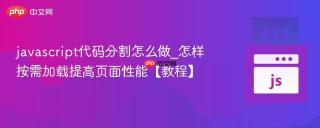 javascript代码分割怎么做_怎样按需加载提高页面性能【教程】
