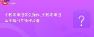 个税零申报怎么操作_个税零申报适用情形与操作步骤