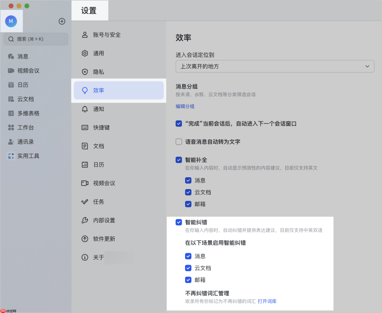 Lark智能纠错怎么设置