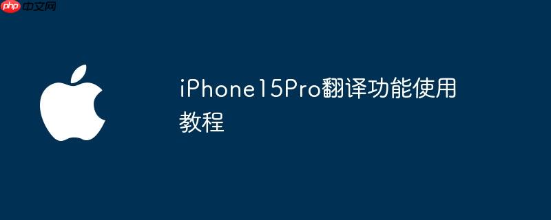 iPhone15Pro翻译功能使用教程