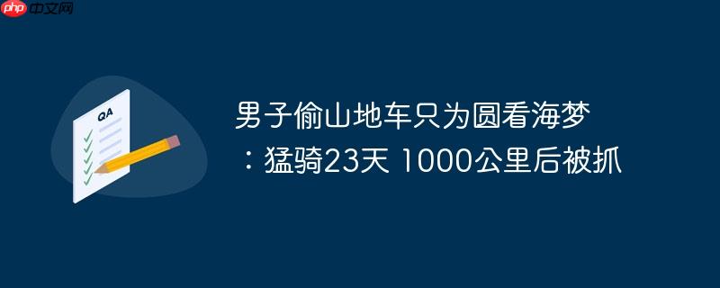 男子偷山地车只为圆看海梦 :猛骑23天 1000公里后被抓