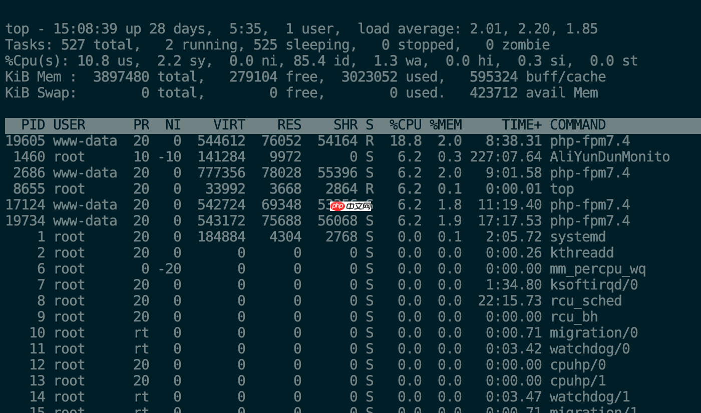 linux实时显示进程信息是什么-top 命令使用与实例