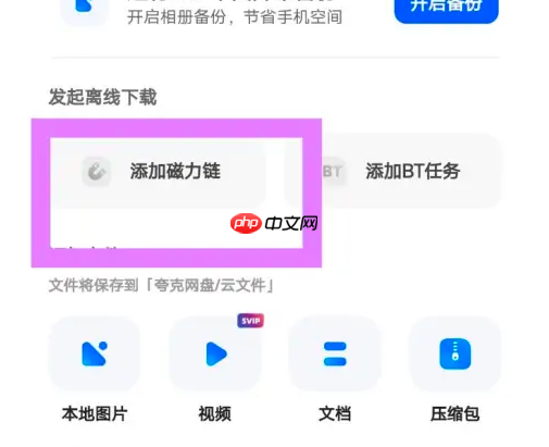 夸克云盘怎么用磁力 夸克网盘添加磁力链教程