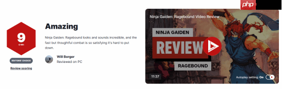 《忍者龙剑传外传:怒之羁绊》IGN打9分!太优秀 让人超满意