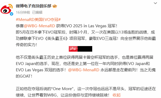 EVO三连冠！WBG猪皇夺得美国EVO《街头霸王6》冠军！