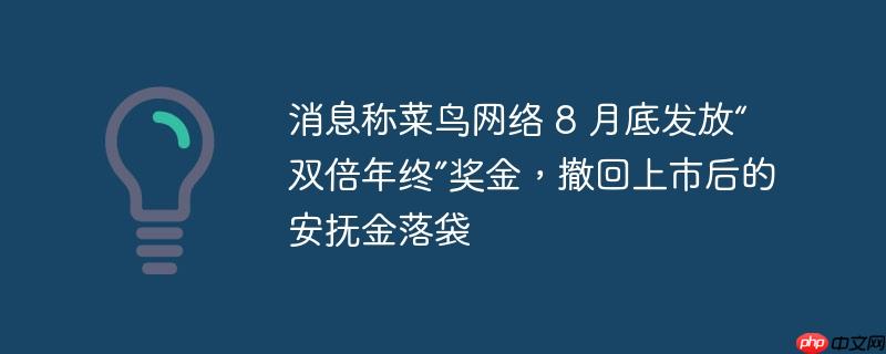 消息称菜鸟网络 8 月底发放“双倍年终”奖金，撤回上市后的安抚金落袋